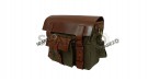For Royal Enfield Bear 650 Canvas and Leather Pannier Bags Olive With Saddle Stays - SPAREZO